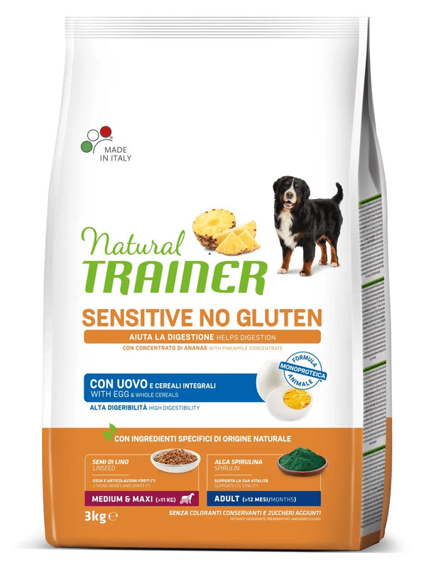TRAINER CANE NATURAL SENSITIVE ADULTO MEDIUM&MAXI UOVO & CEREALI INTEGRALI 3 KG