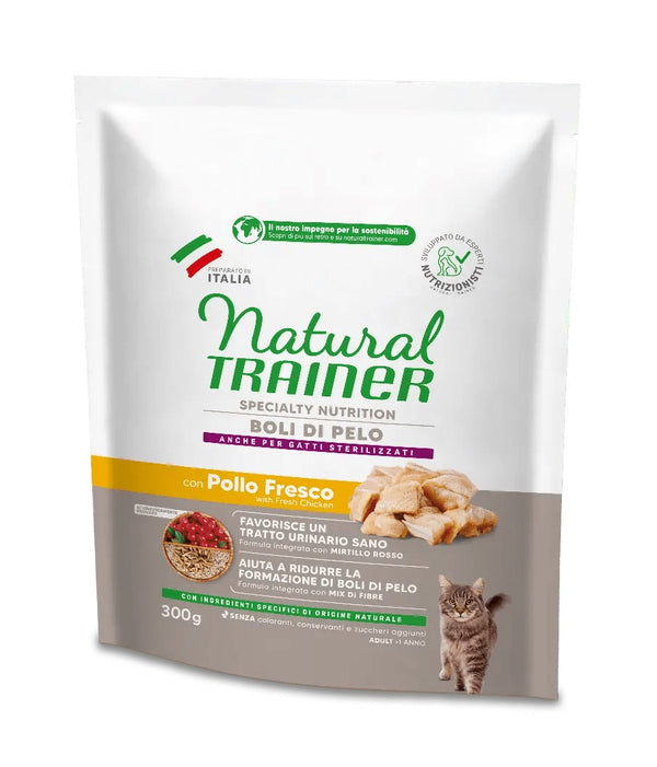 TRAINER GATTO SPECIALTY NUTRITION - BOLI DI PELO - POLLO FRESCO 300 GR