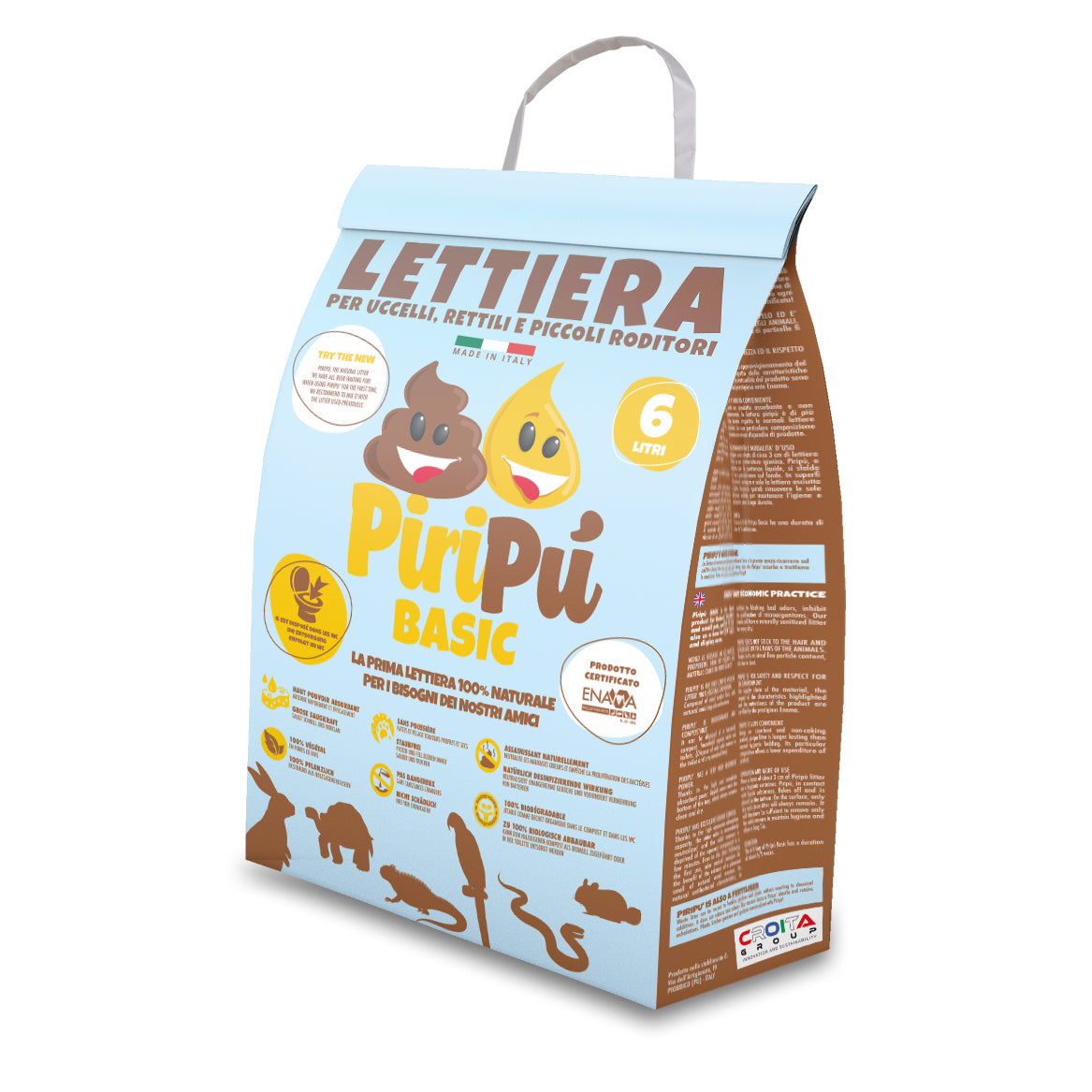 Piripù Basic Lettiera per Uccelli, Rettili & Piccoli Roditori 6 L