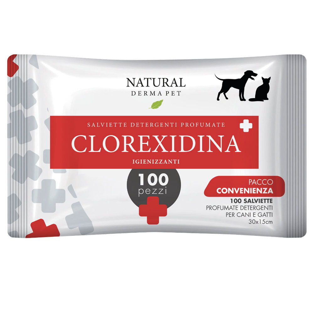 NATURAL DERMA PET SALVIETTE DETERGENTI PROFUMATE CF. (100 PZ) CLOREXIDINA