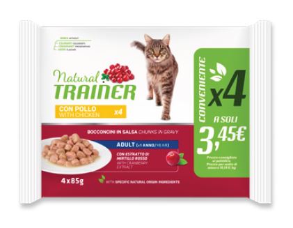 TRAINER GATTO NATURAL ADULTO POLLO FLOWPACK CF. (4x85) GR