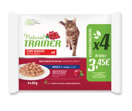 TRAINER GATTO NATURAL ADULTO MANZO FLOWPACK CF. (4x85) GR