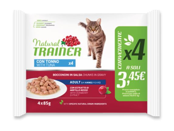 TRAINER GATTO NATURAL ADULTO TONNO FLOWPACK CF. (4x85) GR