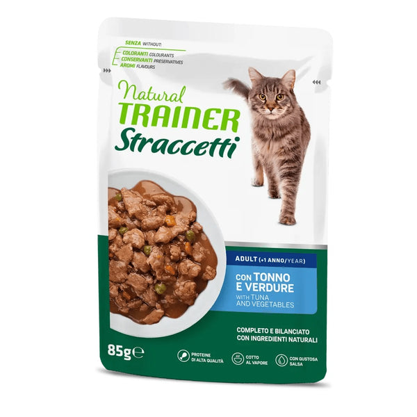 TRAINER GATTO NATURAL STRACCETTI ADULTO TONNO & VERDURE 85 GR