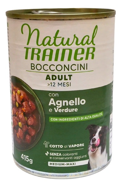 TRAINER CANE NATURAL BOCCONCINI ADULTO MEDIUM&MAXI AGNELLO & VERDURE 415 GR