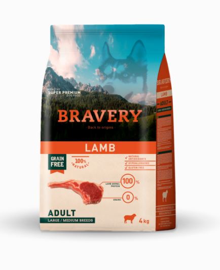 BRAVERY CANE ADULTO MEDIUM&LARGE AGNELLO 4 KG