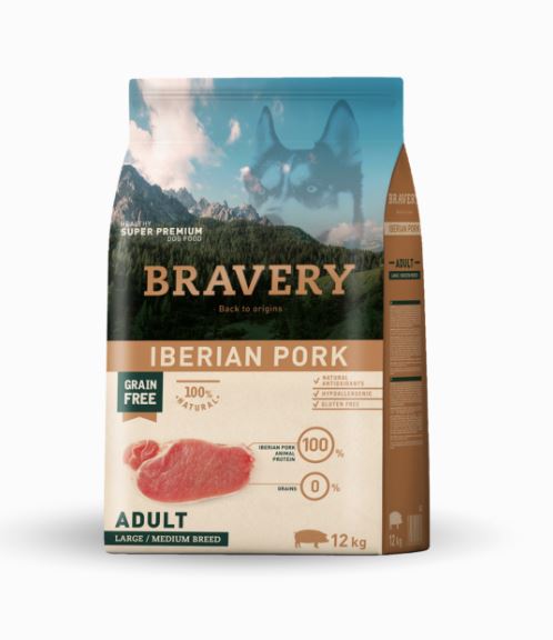 BRAVERY CANE ADULTO MEDIUM&LARGE MAIALE IBERICO 12 KG