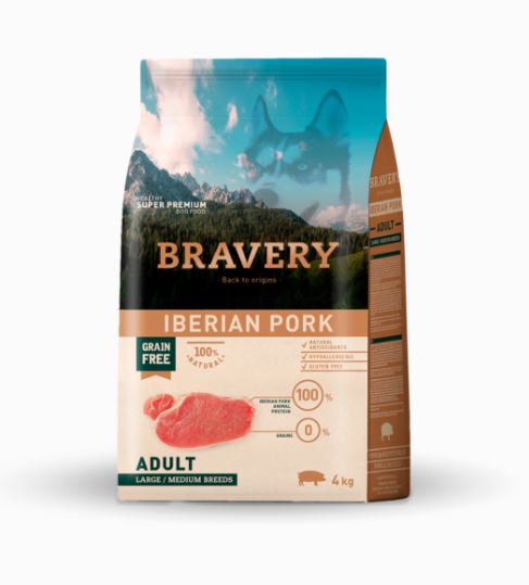 BRAVERY CANE ADULTO MEDIUM&LARGE MAIALE IBERICO 4 KG