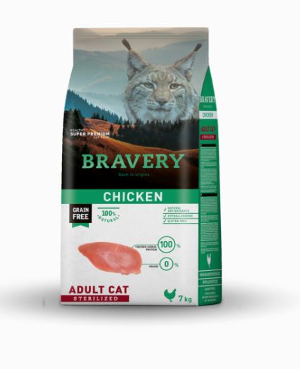 BRAVERY GATTO ADULTO STERILIZZATO POLLO 7 KG