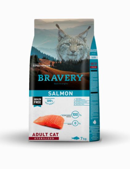 BRAVERY GATTO ADULTO STERILIZZATO SALMONE 7 KG
