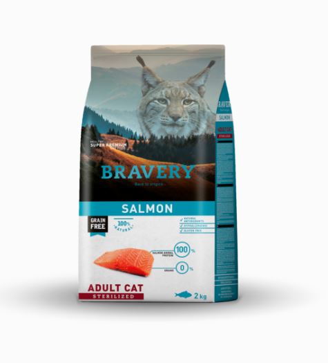 BRAVERY GATTO ADULTO STERILIZZATO SALMONE 2 KG