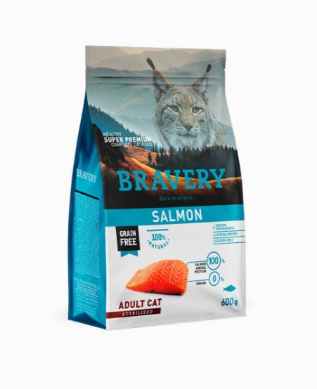 BRAVERY GATTO ADULTO STERILIZZATO SALMONE 600 GR