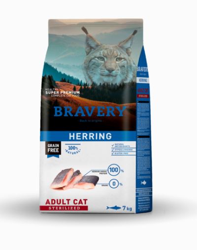 BRAVERY GATTO ADULTO STERILIZZATO ARINGA 7 KG