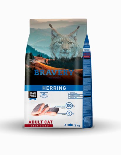 BRAVERY GATTO ADULTO STERILIZZATO ARINGA 2 KG