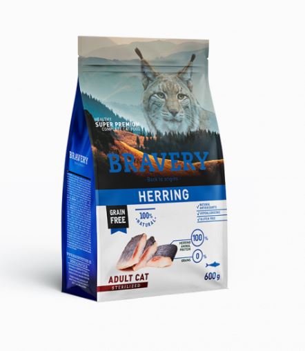BRAVERY GATTO ADULTO STERILIZZATO ARINGA 600 GR