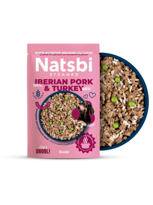 GOSBI CANE NATSBI STEAMED BUSTA ADULTO MAIALE IBERICO & TACCHINO 500 GR