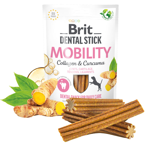 BRIT CANE SNACK DENTAL STICK MOBILITY COLLAGENE & CURCUMA 251 GR