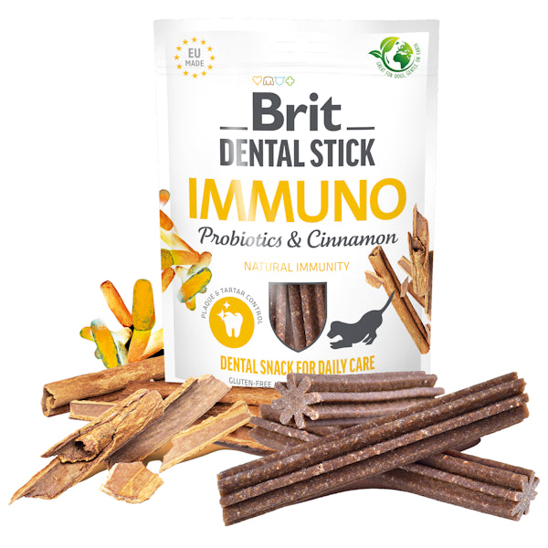 BRIT CANE SNACK DENTAL STICK IMMUNO PREBIOTICI & CANNELLA 251 GR