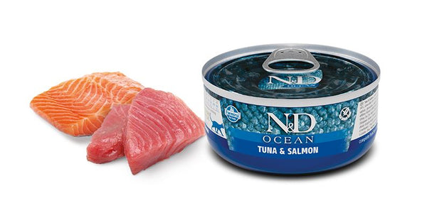 FARMINA GATTO N&D OCEAN ADULTO TONNO & SALMONE LATTINA 80 GR
