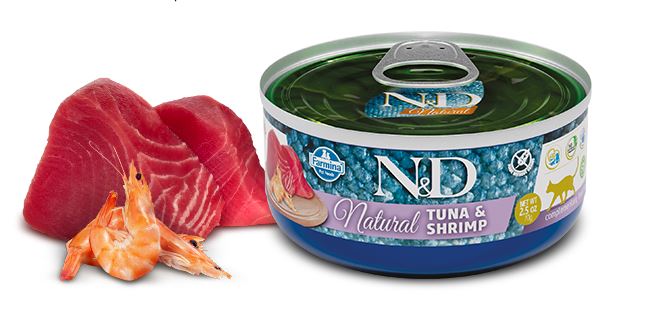 FARMINA GATTO N&D NATURAL TONNO & GAMBERETTI LATTINA 70 GR