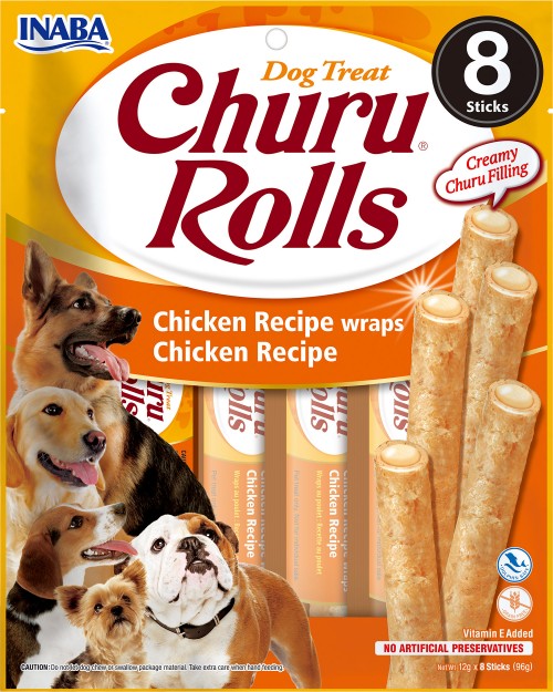 INABA CANE SNACK CHURU ROLLS CF. (8 PEZZI) RICETTA DI POLLO 96 GR