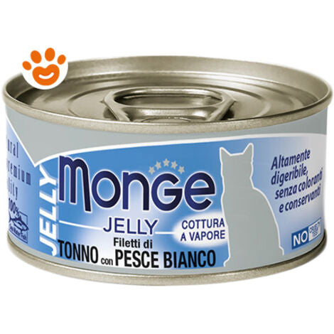 MONGE GATTO JELLY LATTINA ADULTO FILETTI DI TONNO & PESCE BIANCO 80 GR