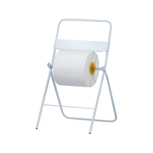 DISPENSER PORTA ROTOLO DI CARTA DA PAVIMENTO IN ACCIAIO BIANCO 38x40x86 CM