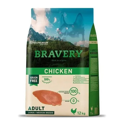 BRAVERY CANE ADULTO MEDIUM&LARGE POLLO 12 KG