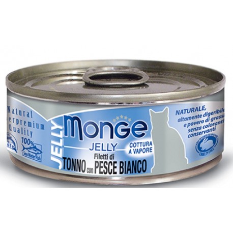 MONGE GATTO JELLY LATTINA ADULTO FILETTI DI TONNO & PESCE BIANCO 80 GR