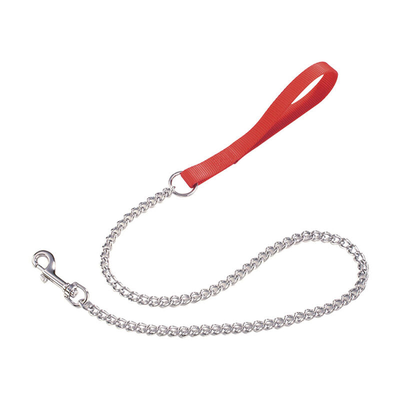 CAMON CANE GUINZAGLIO IN NYLON CON CATENA 3 MM X 80 CM ROSSO
