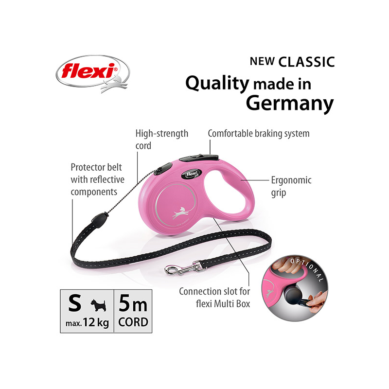 FLEXI GUINZAGLIO CLASSIC CORDA "S" 5 MT ROSA