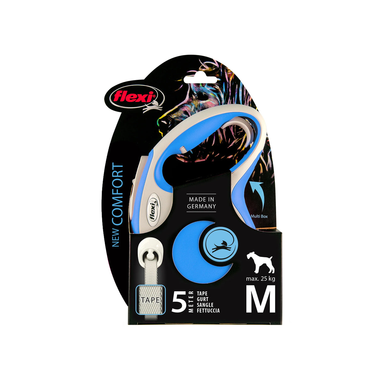 FLEXI GUINZAGLIO NEW COMFORT FETTUCCIA "M" 5 MT AZZURRO