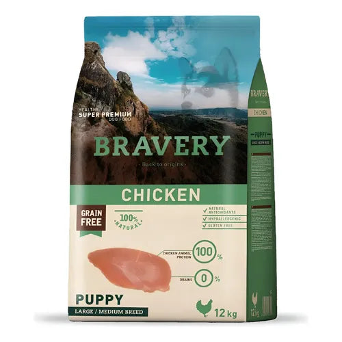 BRAVERY CANE PUPPY MEDIUM&LARGE POLLO 12 KG