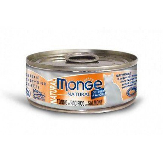 MONGE GATTO NATURAL LATTINA ADULTO TONNO DEL PACIFICO & SALMONE 80 GR
